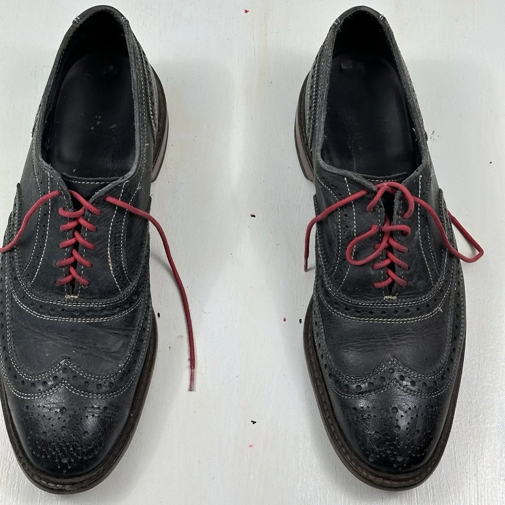 Allen Edmonds Neumok 4076‎ Shoes Men 11 D Leather Wingtip Navy Blue Oxford Dress